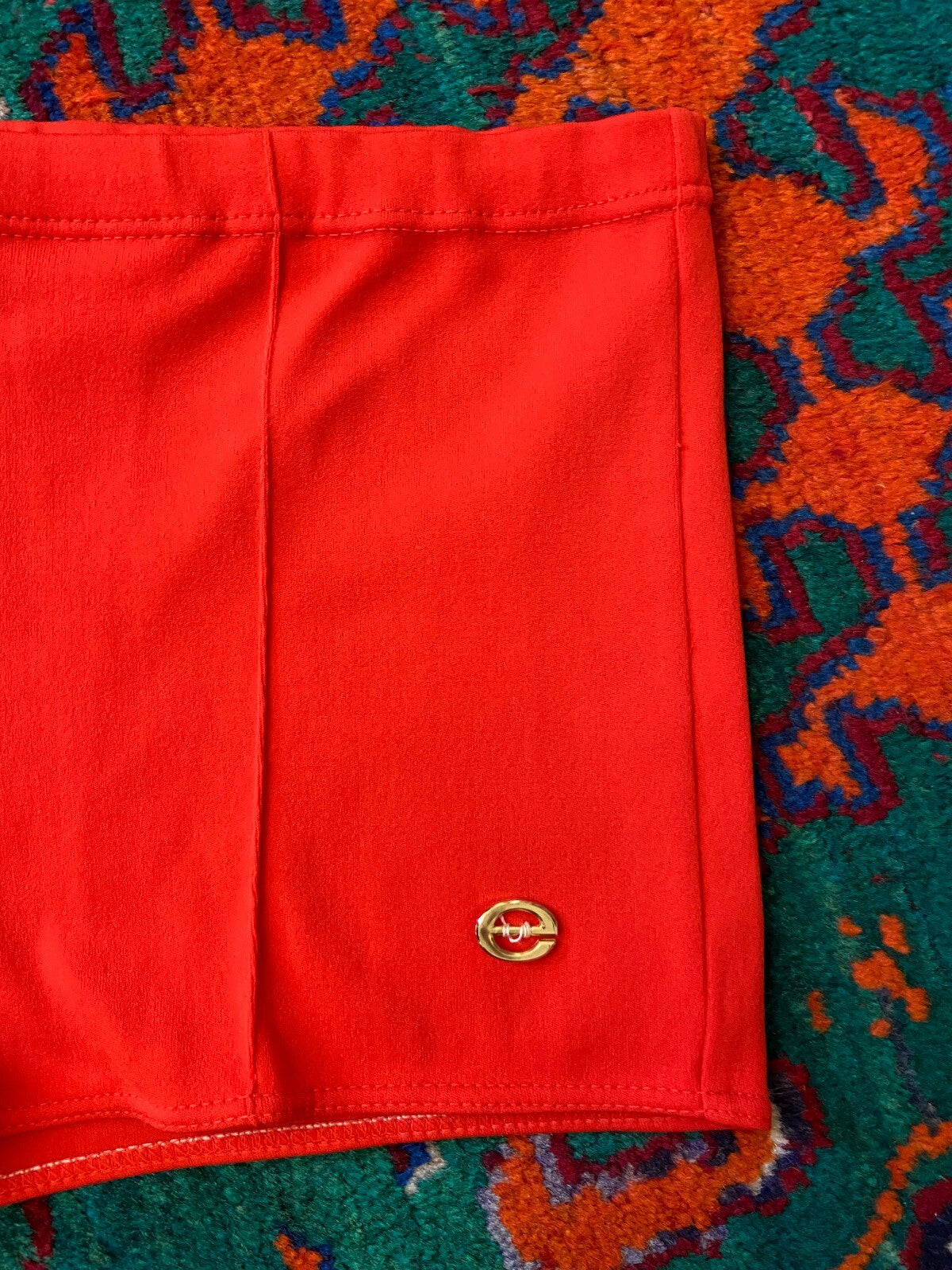 Vintage 1970s Red Seamed Swim Shorts