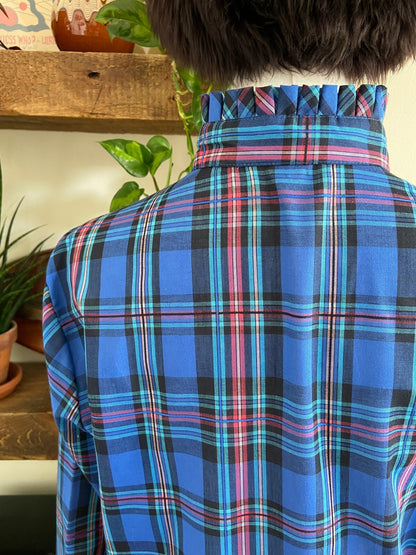 Vintage 1980s Blue Check Prairie Shirt