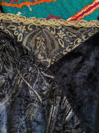Vintage 1980s Gothic Black & Gold Dress