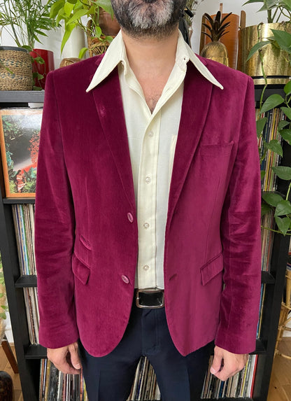Vintage 90s Magenta Velvet Jacket