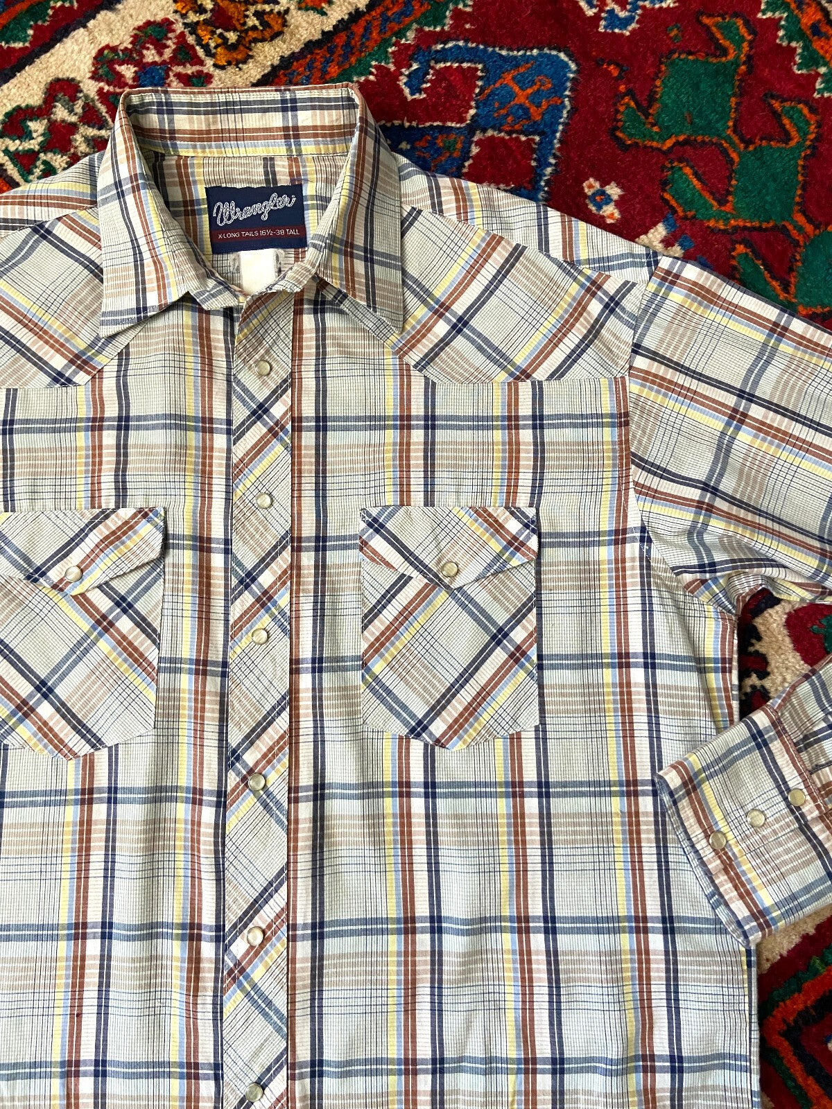 Vintage 90s Beige Wrangler Western Shirt