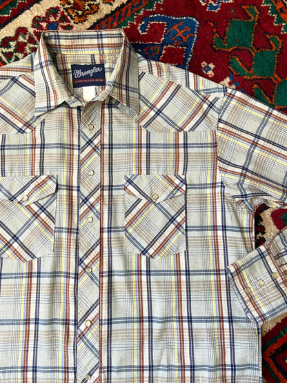 Vintage 90s Beige Wrangler Western Shirt