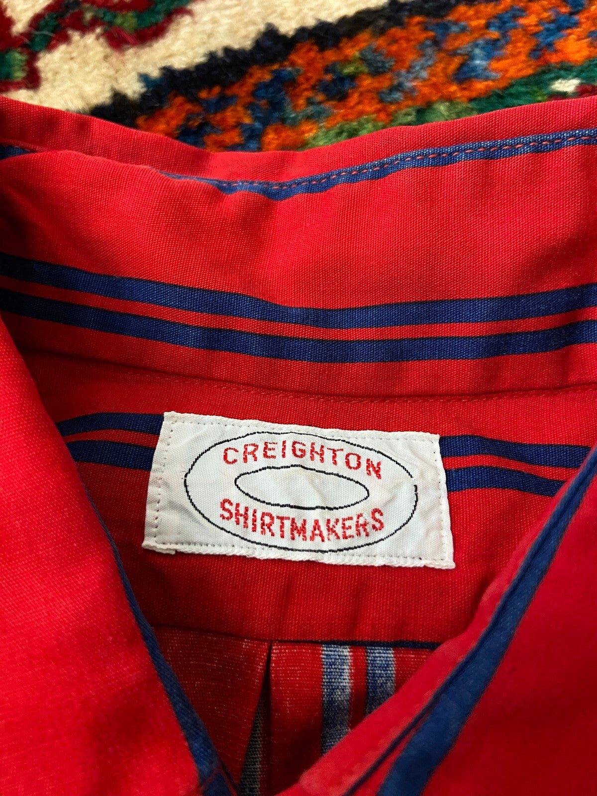 Vintage 1970s Red & Navy Dress Shirt