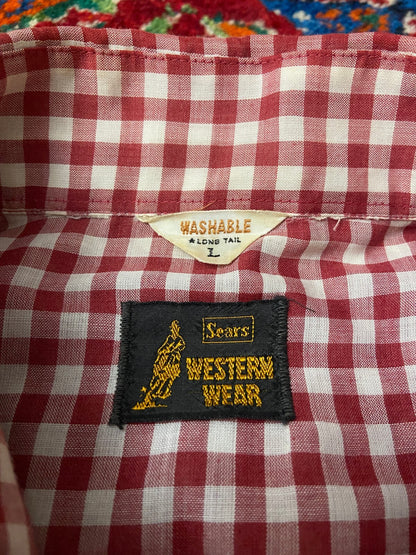 Vintage 1970s Sears Gingham Western Shirt