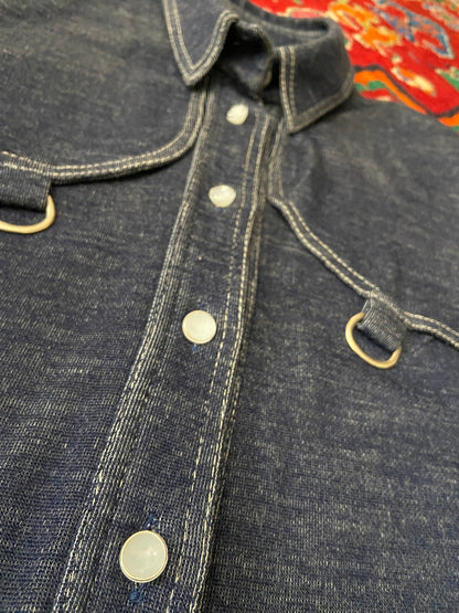 Vintage 1970s Denim Look Button Down Dress