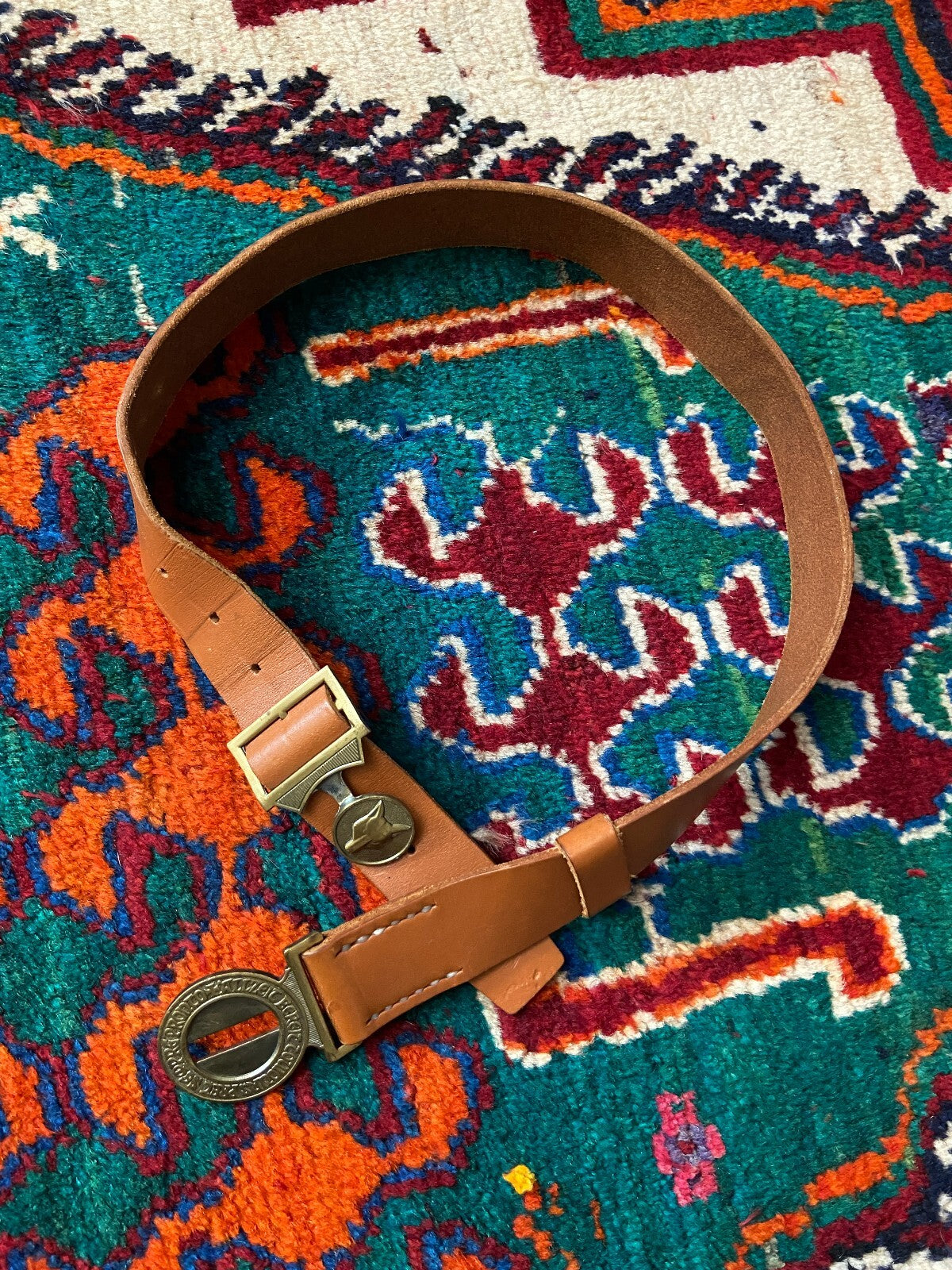 Vintage Tan Scouts Wolf Buckle Belt