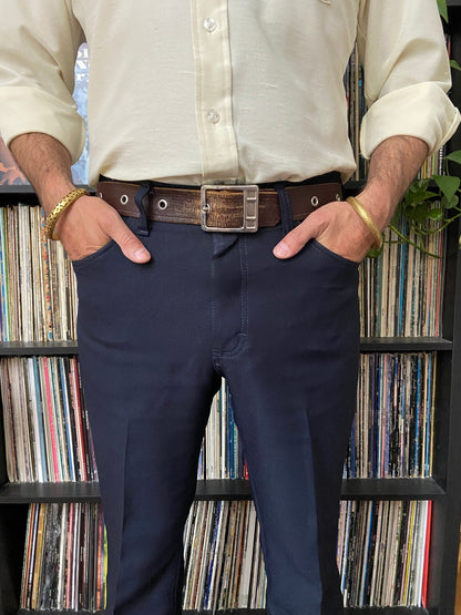 Vintage 1970s Brown Belt With Eyelets