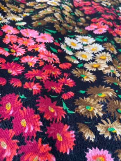 Vintage 1970s Burgundy Floral Maxi Skirt