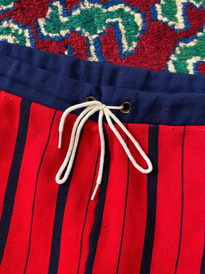 Vintage 1970s Red Navy Striped Swim Shorts