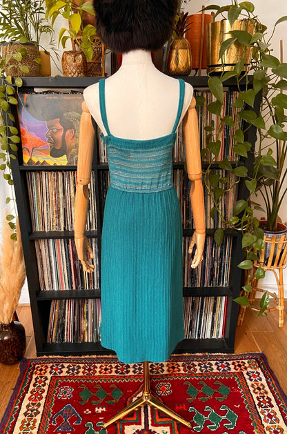 Vintage 1970s Green Knitted Strappy Dress