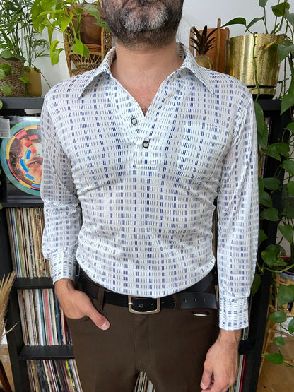 Vintage 1970s Japanese Dash Pattern Jersey Top