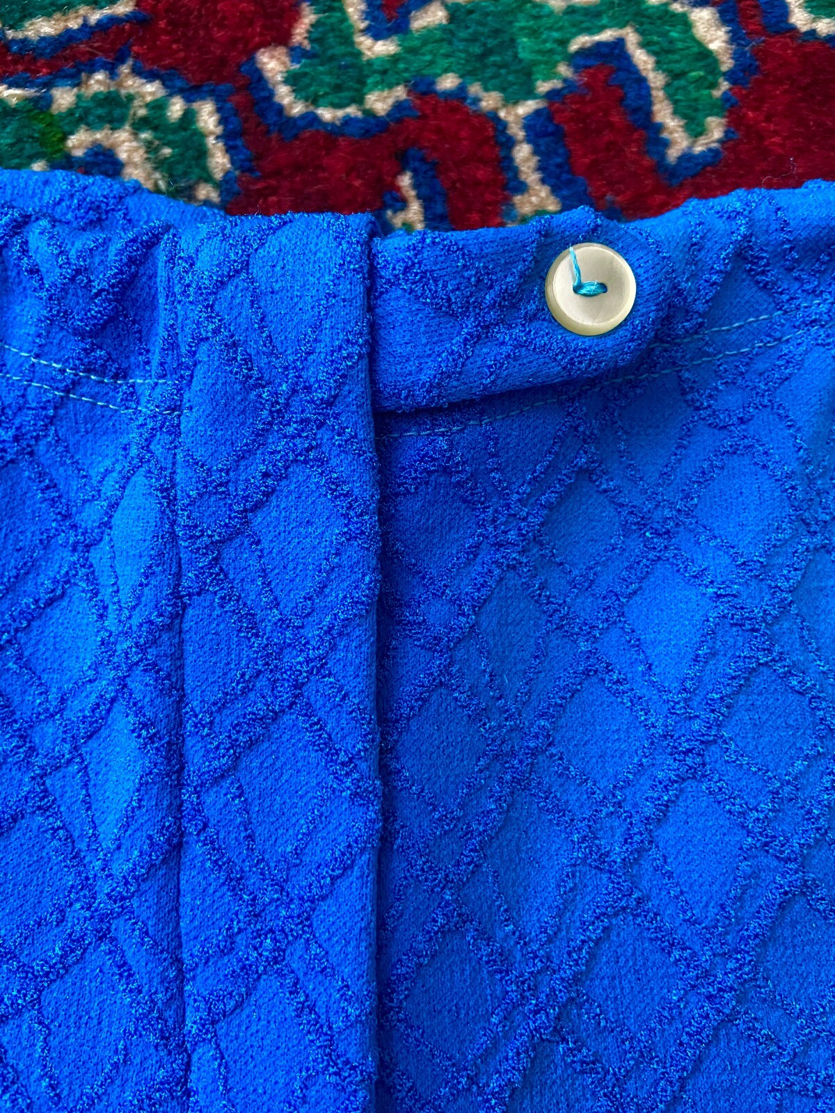 Vintage 1970s Bright Blue Textured Swim Shorts