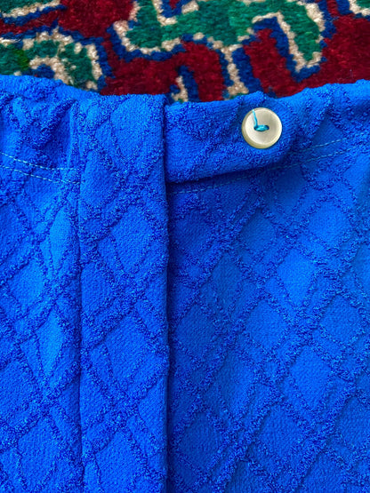 Vintage 1970s Bright Blue Textured Swim Shorts