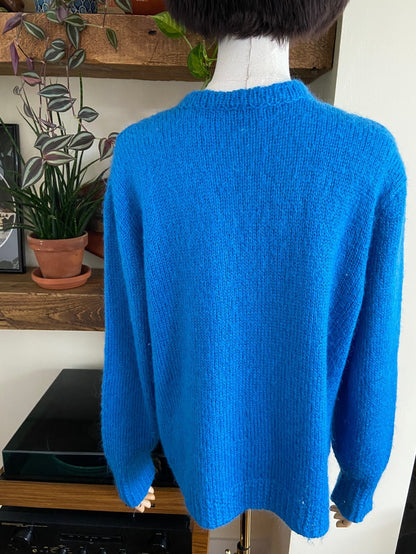 Vintage 1980s Blue Knit Cardigan