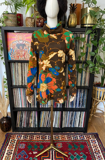 Vintage 1960s Psychedelic Print Tunic Top/Micro Mini