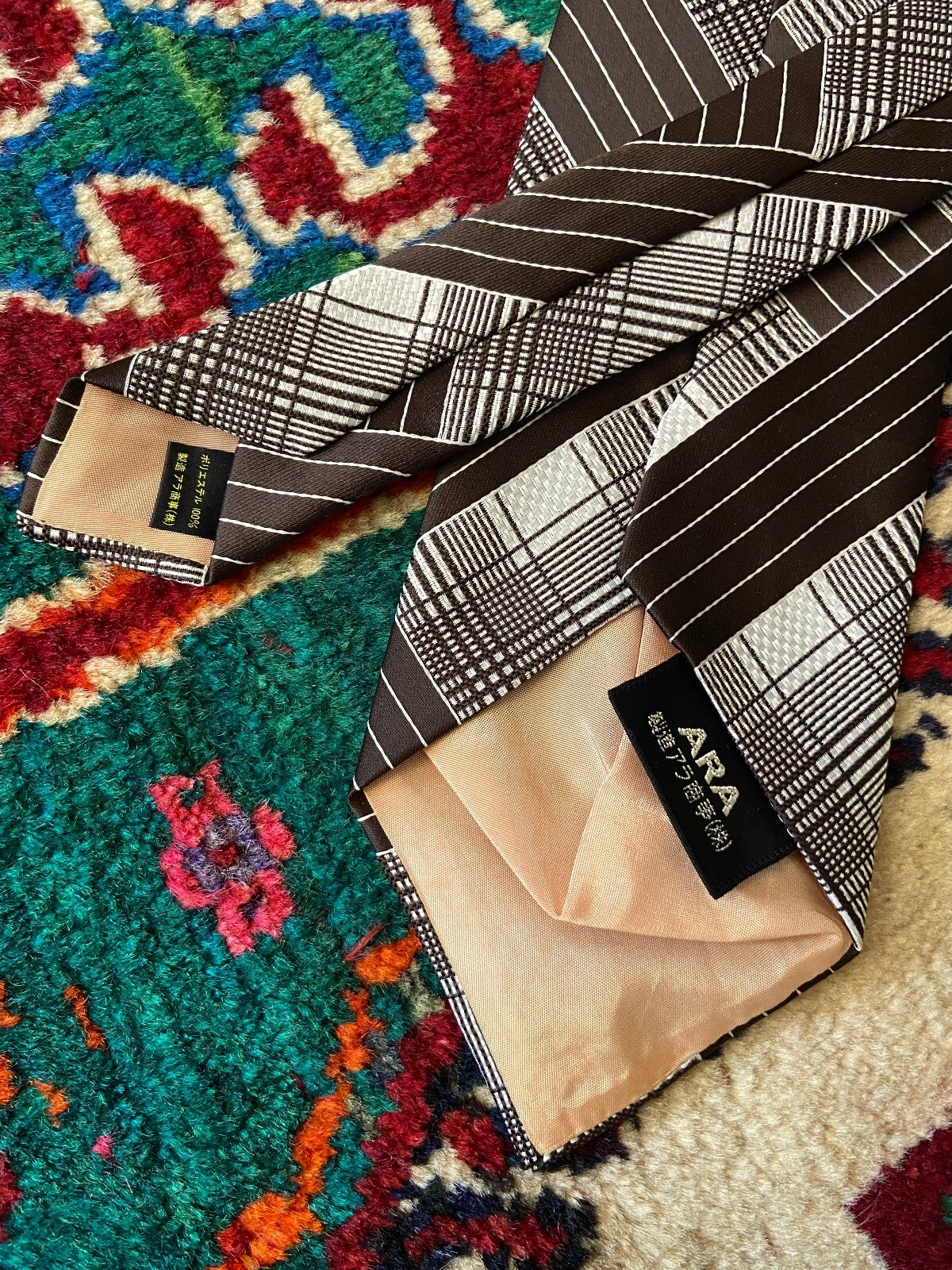Vintage 1970s Japanese Patterned Kipper Tie