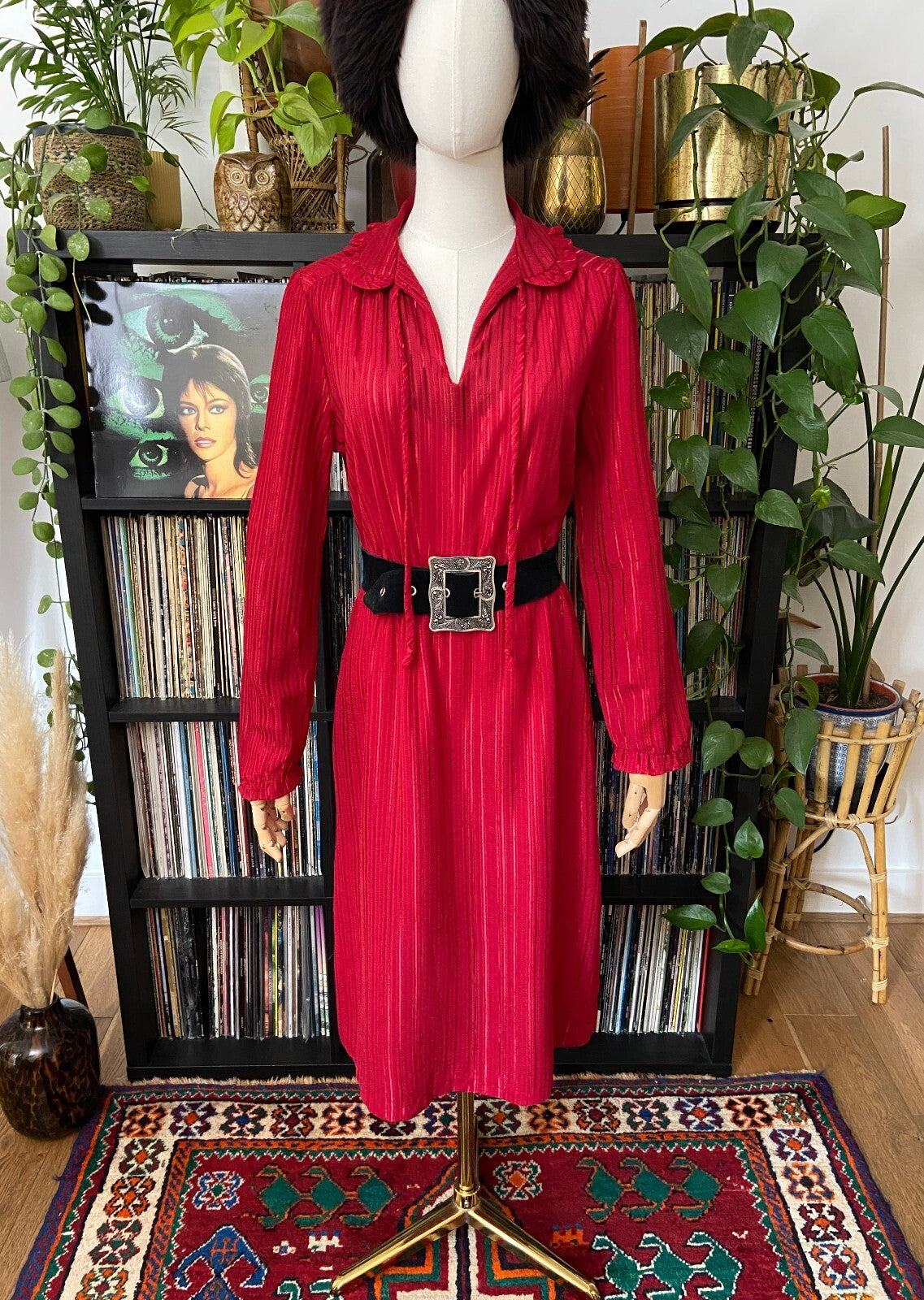 Vintage 1970s Burgundy JC Penney Dress