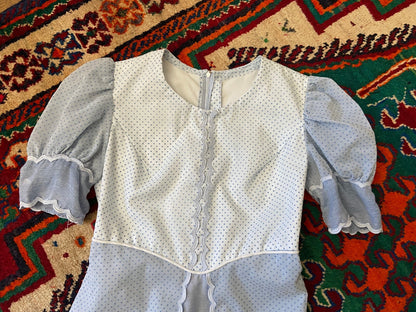 Vintage 1970s Pale Blue Prairie Maxi Dress