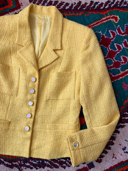 Vintage 1980s Yellow Tweed Jacket