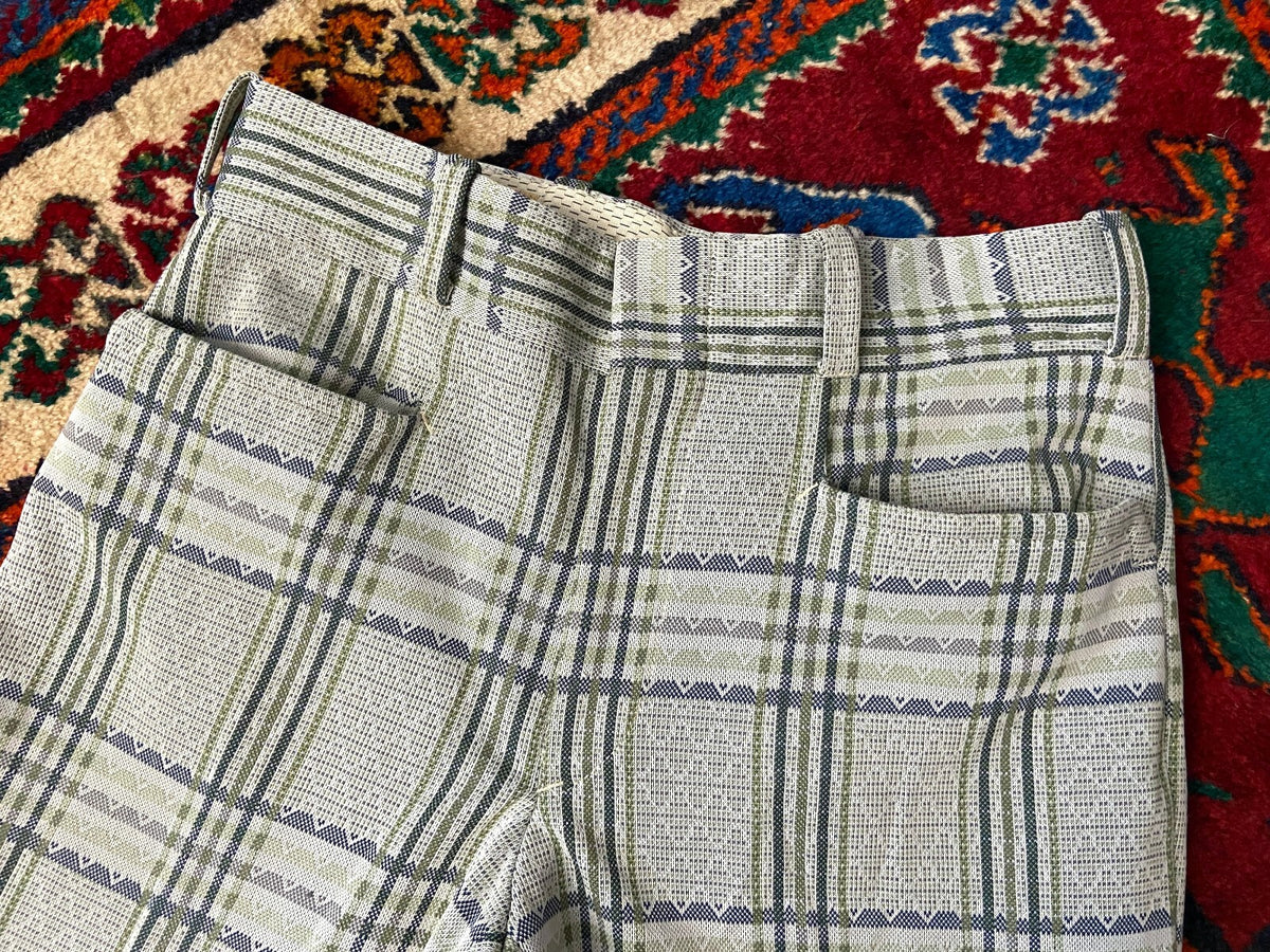 Vintage Dusty Green Riviera Flared Knit Trousers W30 / L32