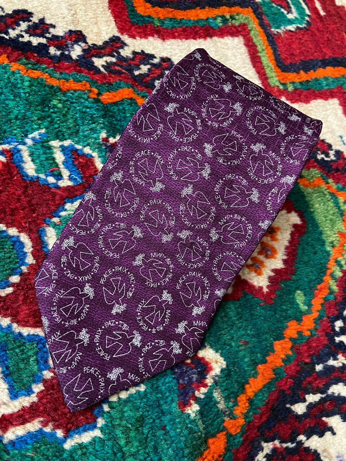 Vintage 80s Purple UNICEF Silk Tie