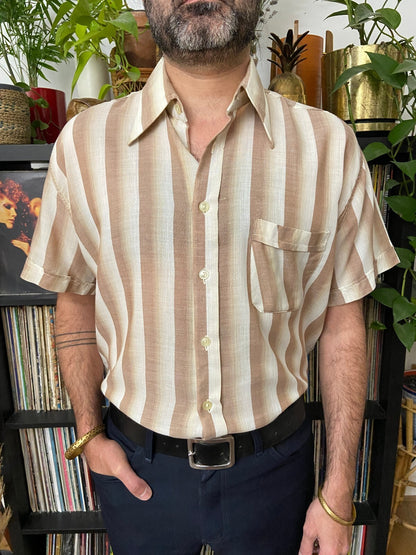 Vintage 1970s Striped Dagger Collar Shirt