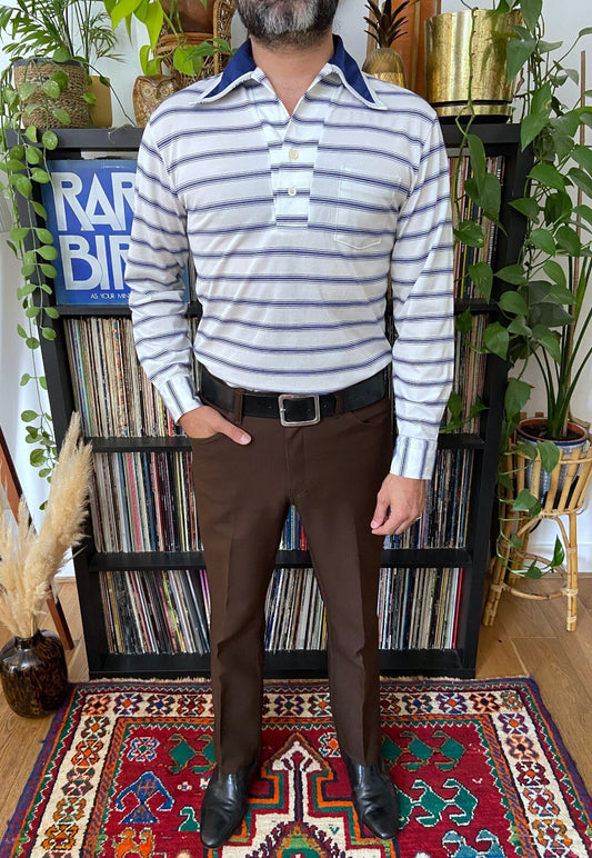 Vintage 1970s Japanese Striped Jersey Top