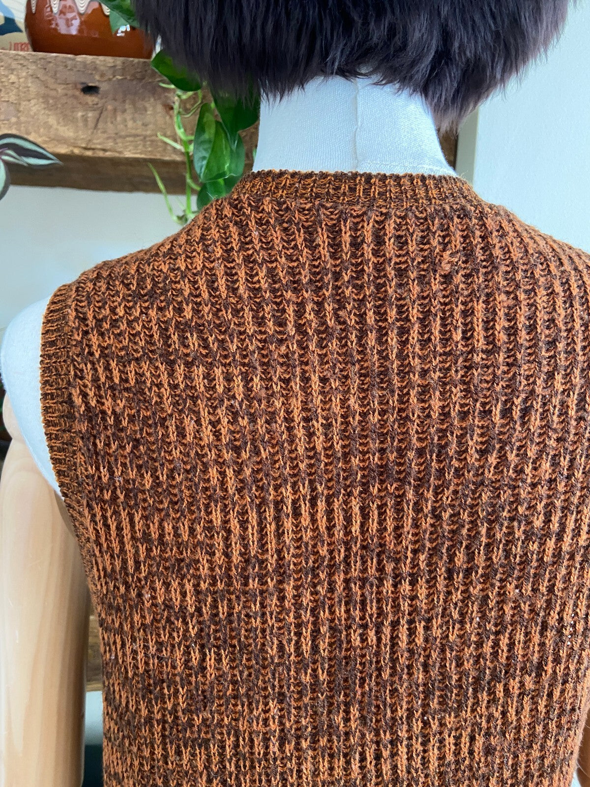Vintage 1970s Brown Sleeveless Sweater Vest