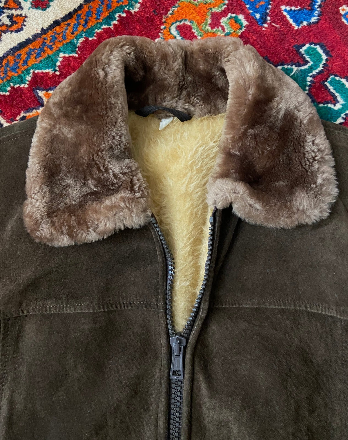 Vintage 1970s Brown Suede Bomber Jacket