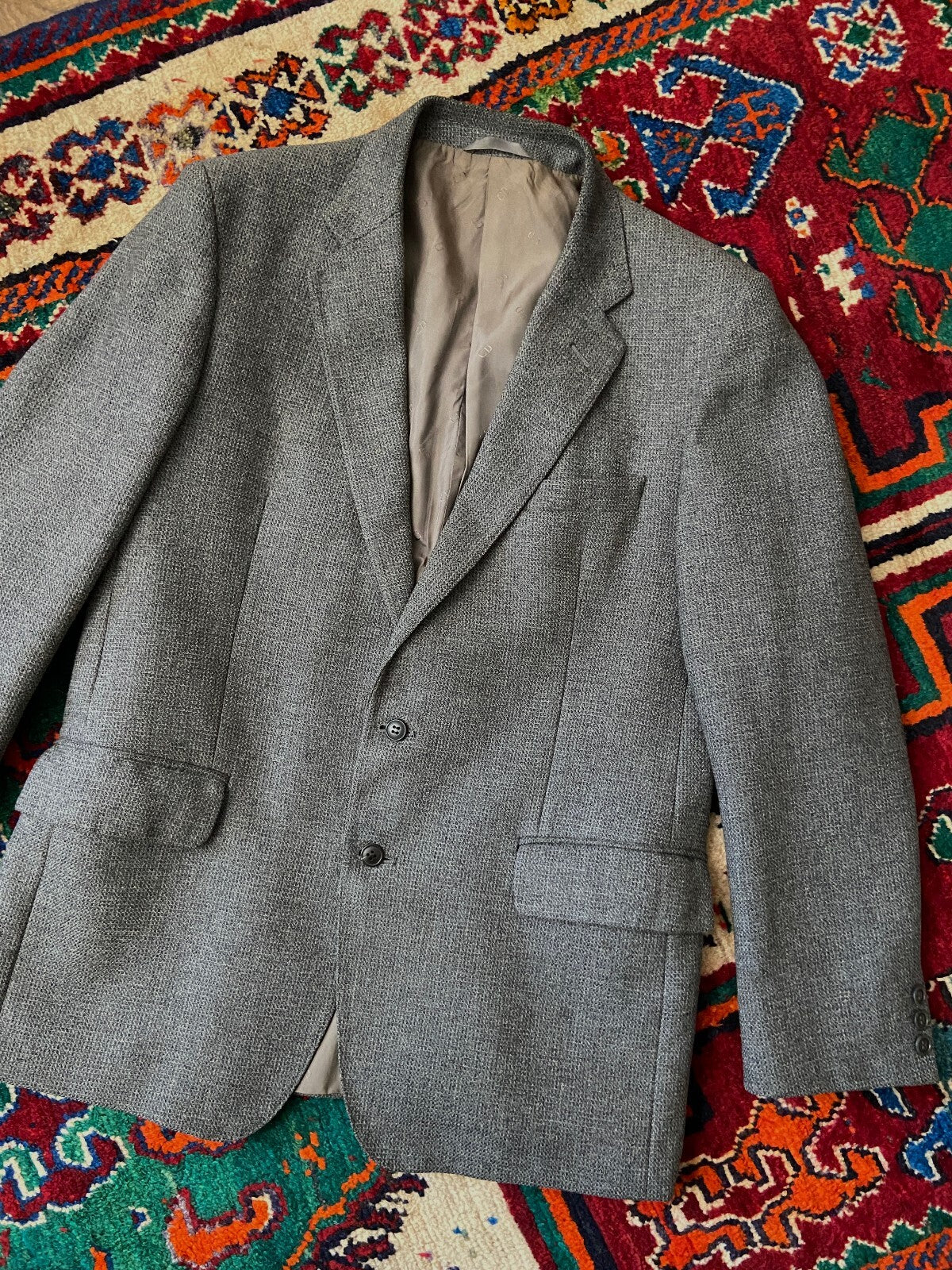 Vintage 1970s Christian Dior Grey Tweed Jacket