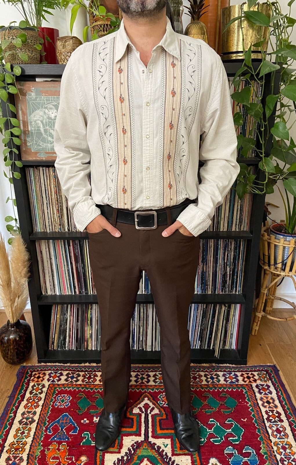 Vintage 90s Kenneth Cole Embroidered Bohemian Shirt