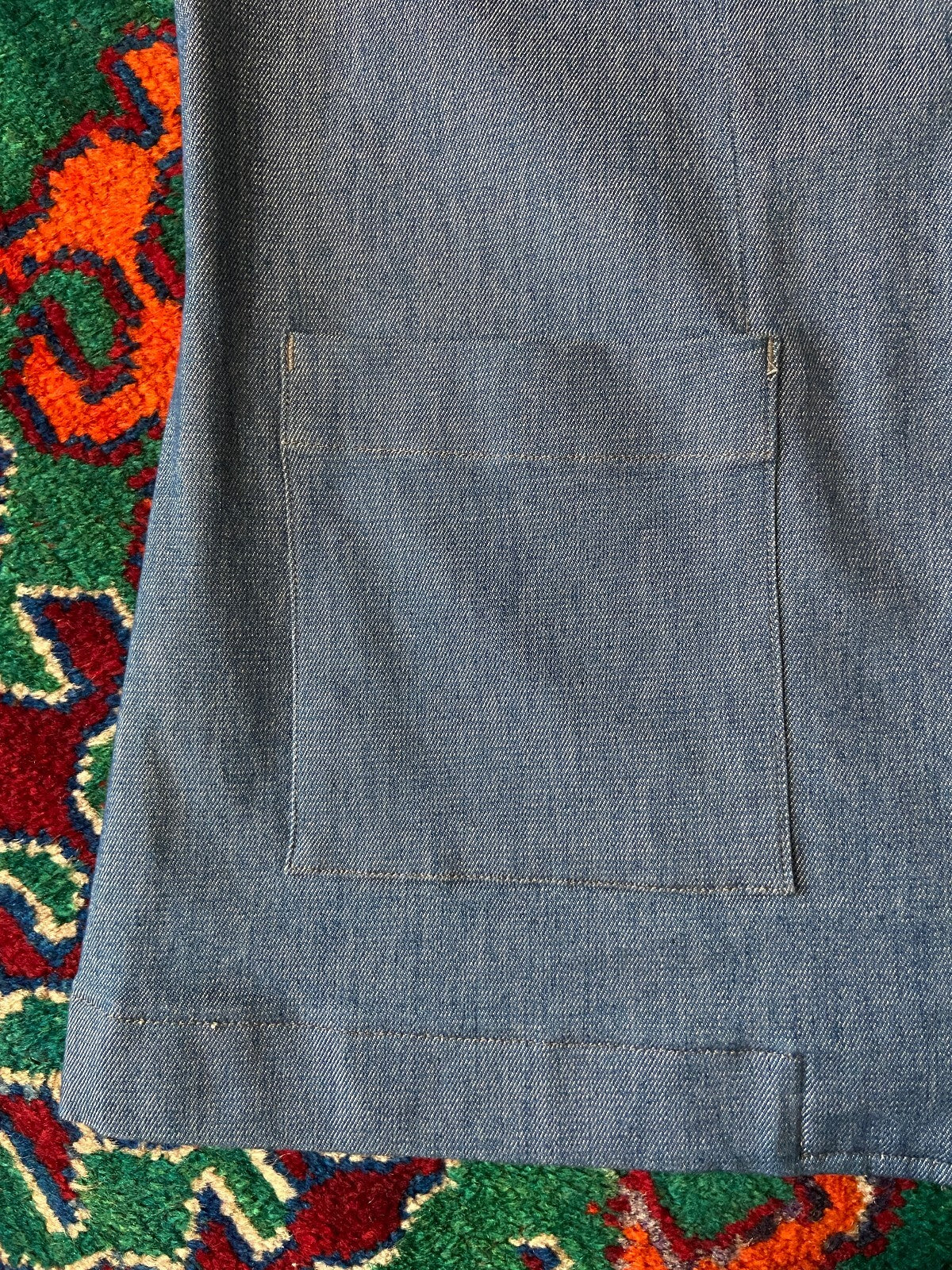 Vintage Blue Denim Zip Up Utility Jacket