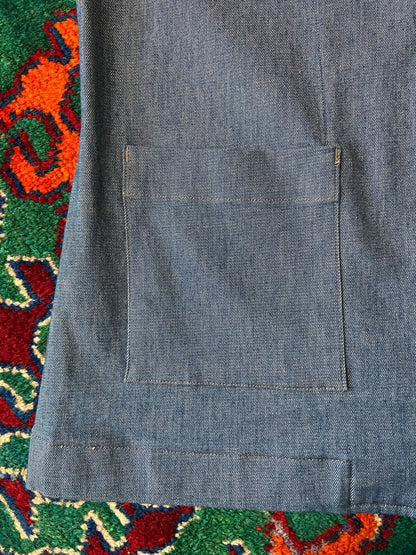 Vintage Blue Denim Zip Up Utility Jacket