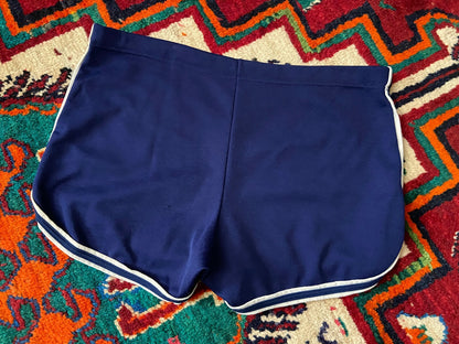 Vintage 1970s Navy & White Running Shorts W32-38