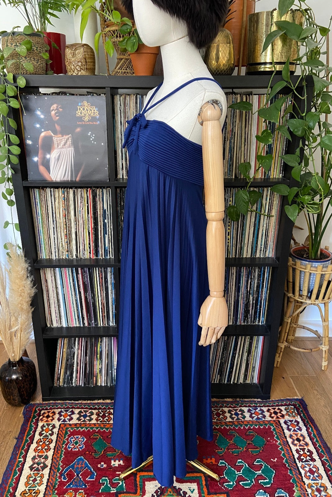 Vintage 1970s Navy Strappy Disco Dress