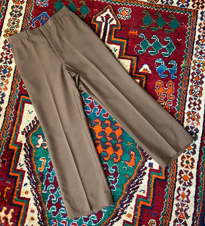 Vintage Brown 1970s Twill Bootcut Trousers W30 / L30