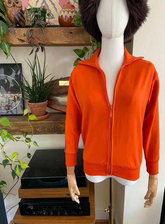 Vintage 1970s Orange Blue Stripe Track Top