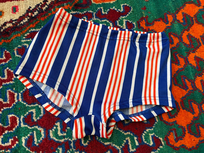 Vintage 1970s Navy Red & White Striped Swim Shorts