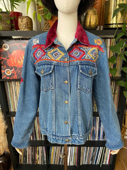 Vintage 90s Southwestern Embroidered Denim Jacket