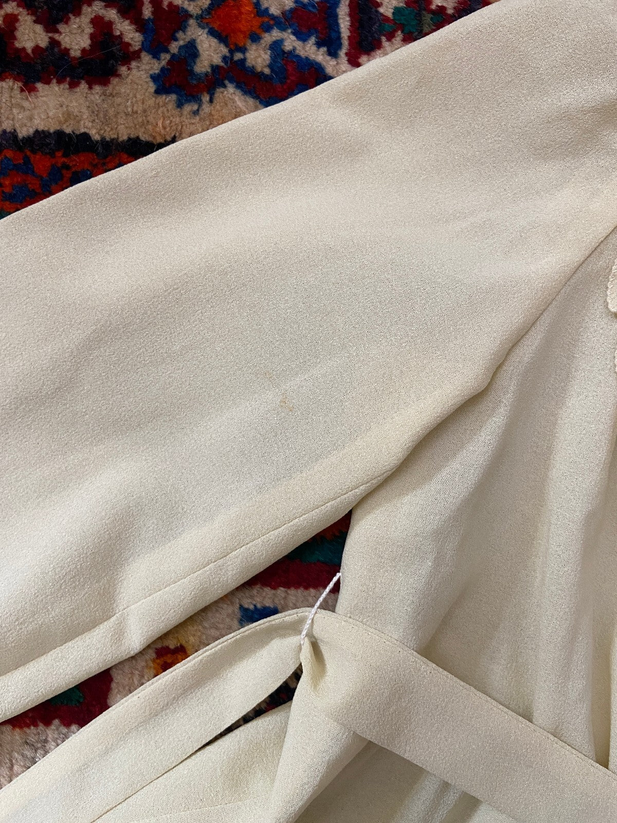 Vintage 1970s Beige Ruffle Long Prairie Dress