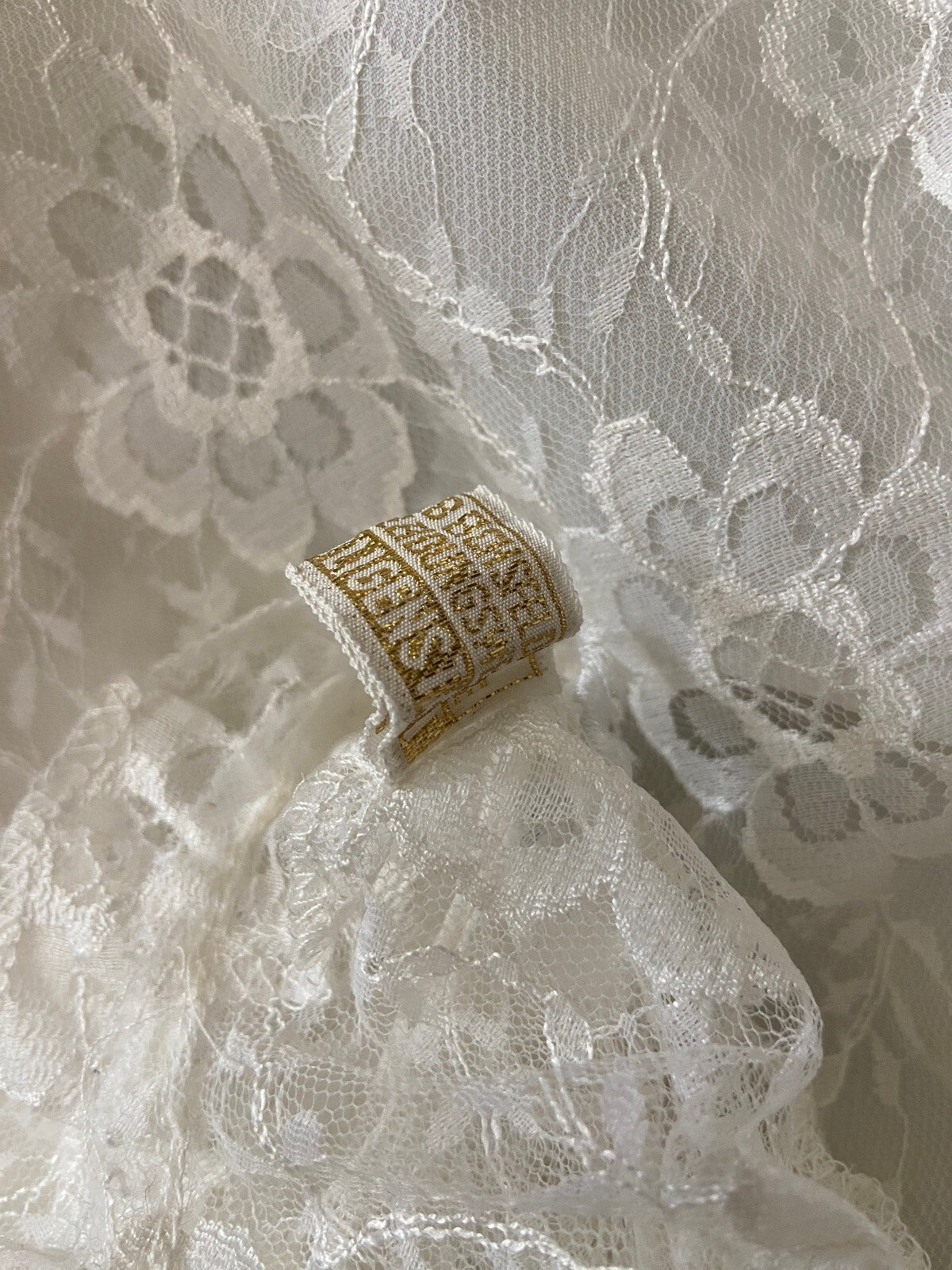 Vintage 1970s White Lace Wedding Dress