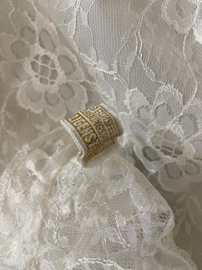 Vintage 1970s White Lace Wedding Dress