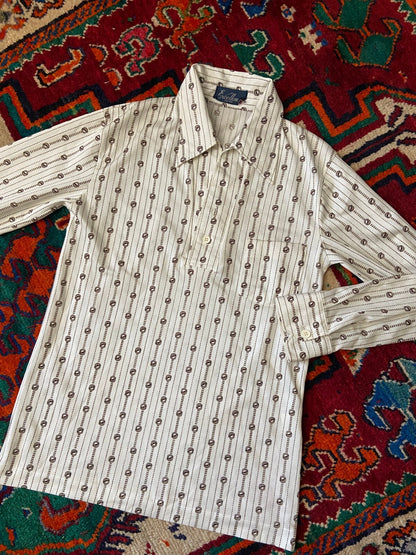 Vintage 1970s Japanese Cream & Beige Jersey Top