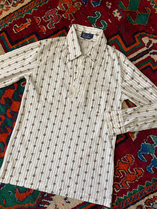 Vintage 1970s Japanese Cream & Beige Jersey Top