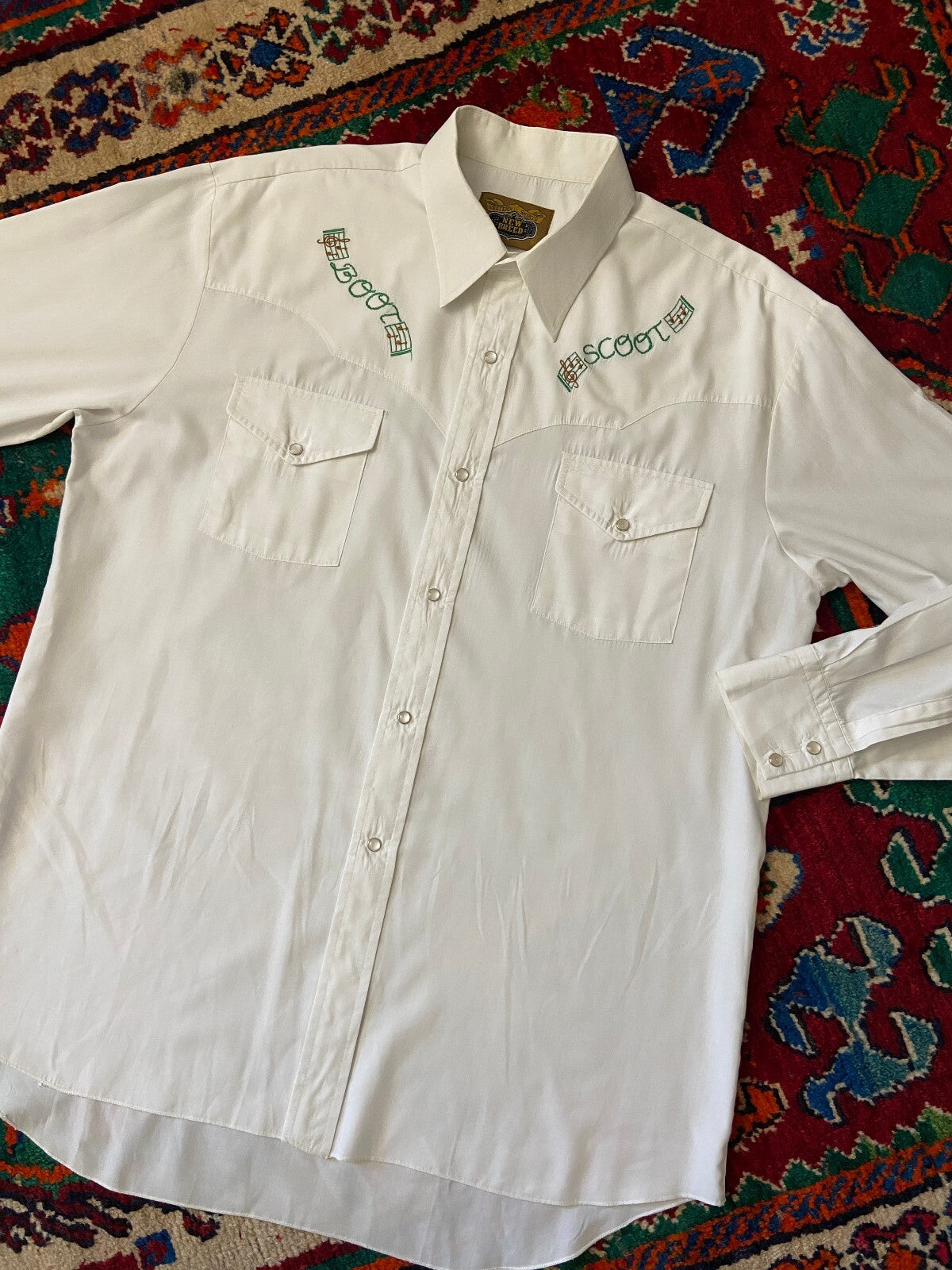 Vintage White Embroidered Western Shirt