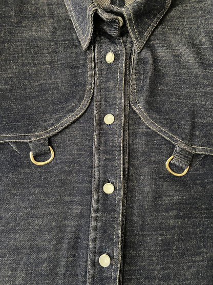 Vintage 1970s Denim Look Button Down Dress