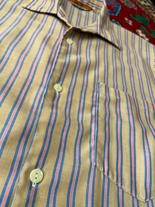 Vintage 1970s Striped Camp Collar Shirt