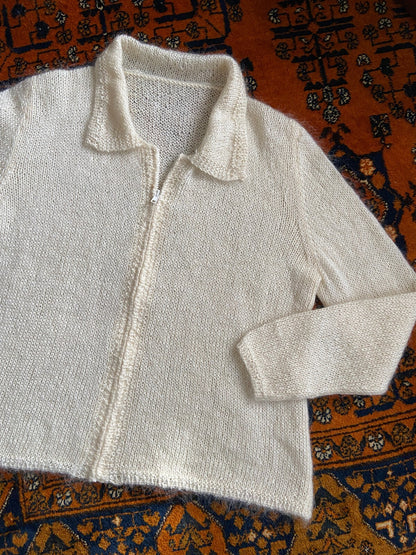 Vintage 1970s Cream Fluffy Zip Up Cardigan