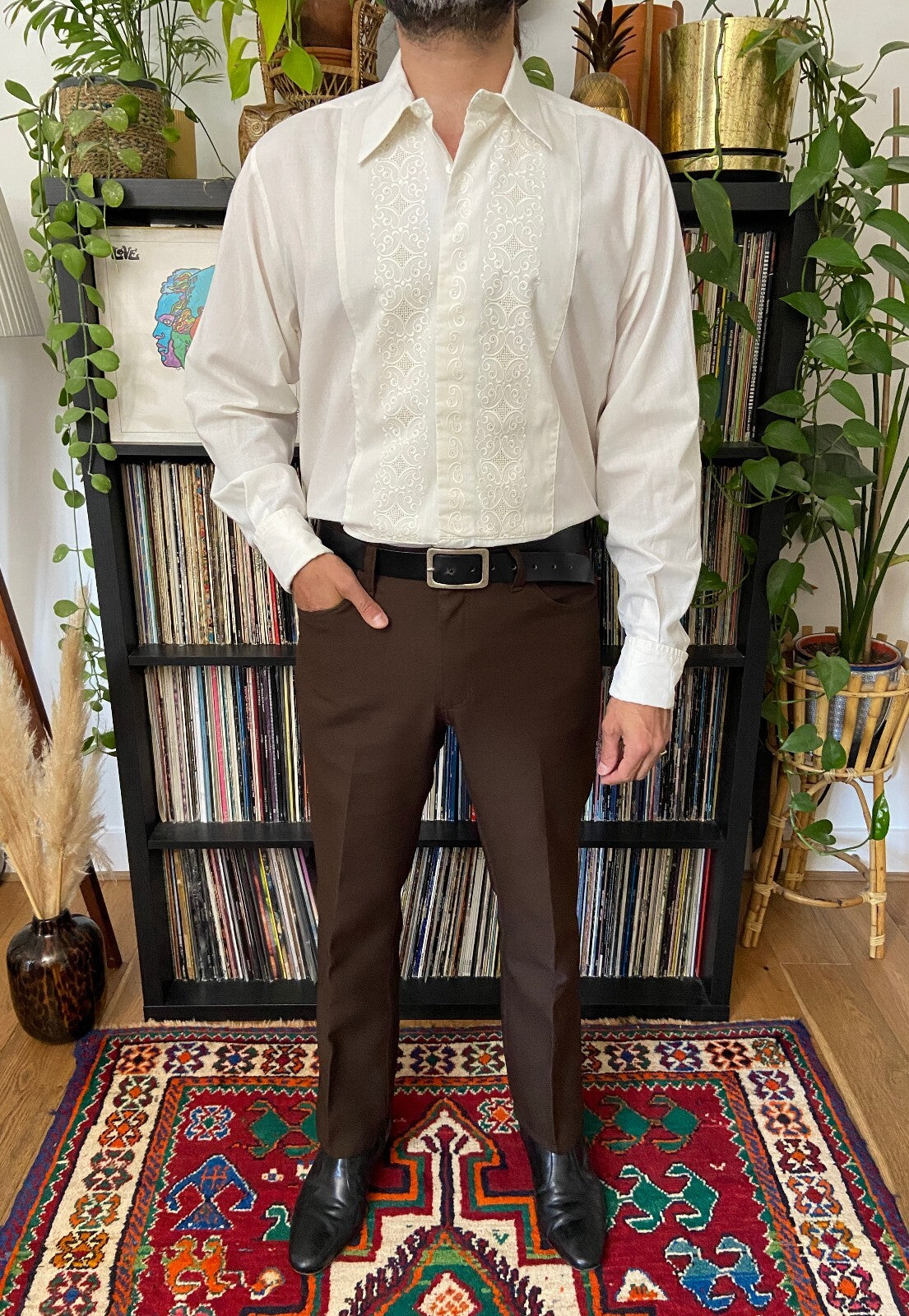 Vintage 1970s Embroidered Dress Shirt