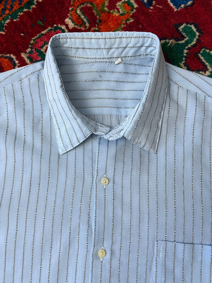 Vintage 1960s Light Blue Woven Pattern Shirt